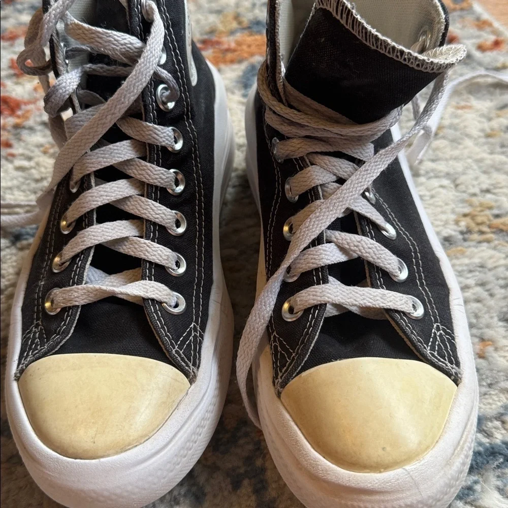 Converse Black and White Platform Canvas High-Tops size 7 - Picture 2 of 7